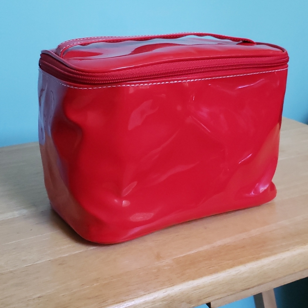Clinique Patent Leather Red Makeup Bag